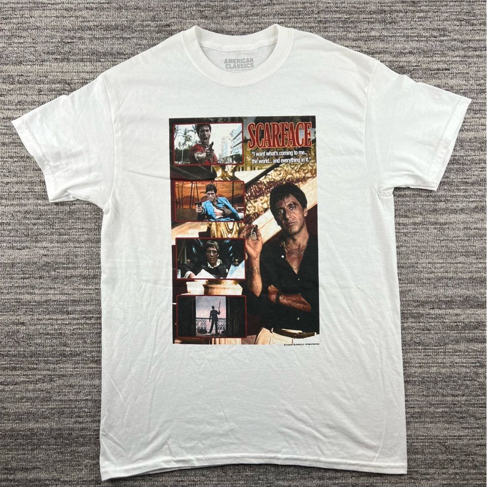 SCARFACE AMERICAN CLASSICS | Men’s 100% Cotton Tony Montana White Shirt Size M